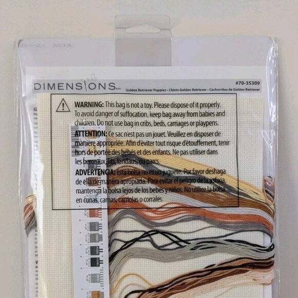 Dimensions Golden Retriever Puppies Counted Cross Stitch Kit 14" X 9" Greenwich - Picture 5 of 6